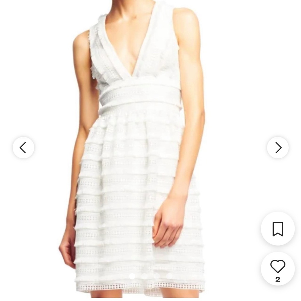 Aidan Mattox Women's White Fringe Dress